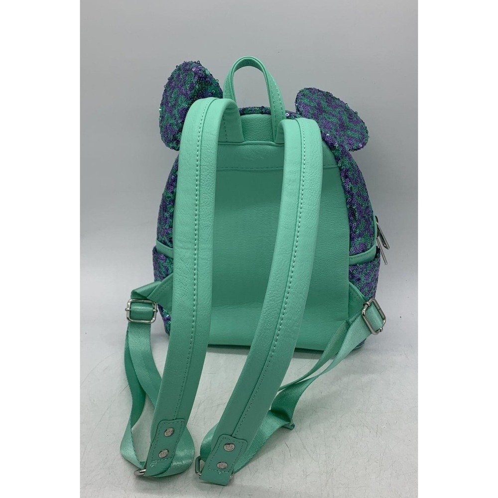LOUNGEFLY 2023‎  Disney Parks Sequin Minnie Mouse Backpack – Teal & Purple - Picture 5 of 7